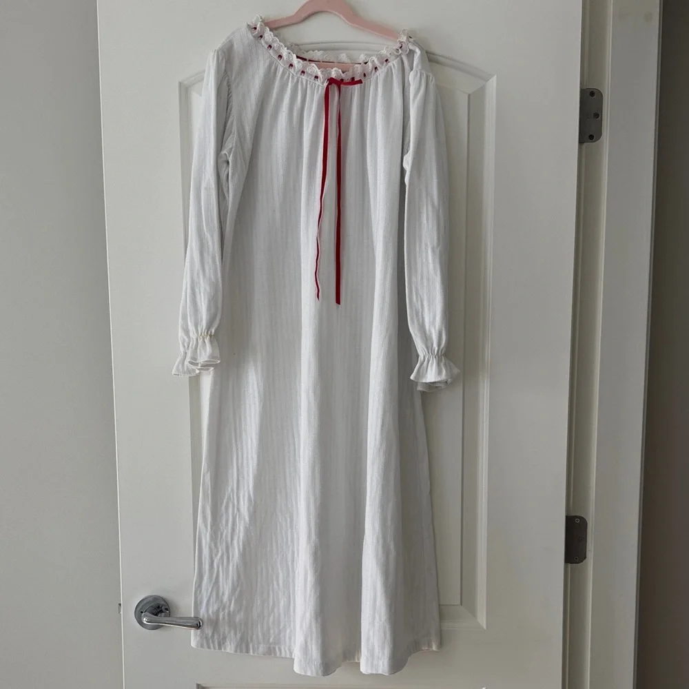 White Kids Dress with Red Accent